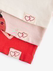 Red Heart/Ladybird Short Sleeve T-Shirt 3 Pack (3mths-7yrs) - Image 9 of 9