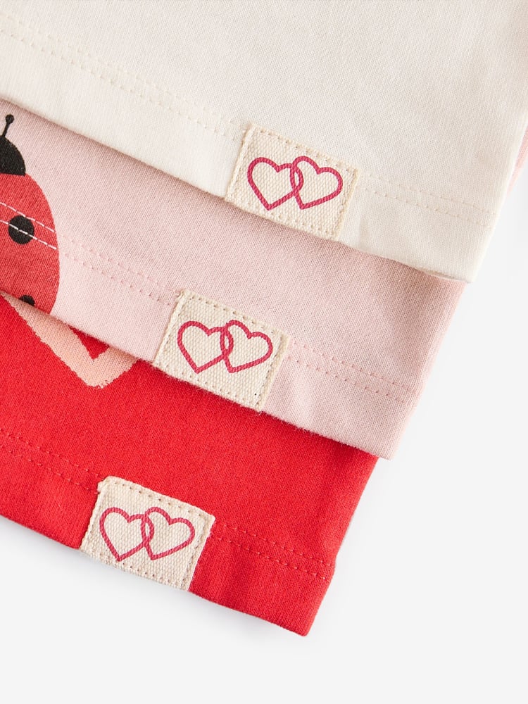 Red Heart/Ladybird Short Sleeve T-Shirt 3 Pack (3mths-7yrs) - Image 9 of 9