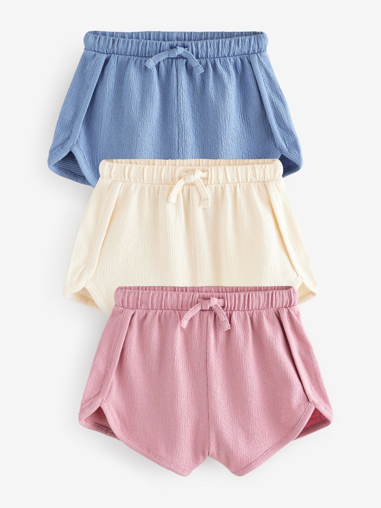 Blue/Cream/Pink Tie Front Runner Shorts 3 Pack (3mths-7yrs) - Image 1 of 7