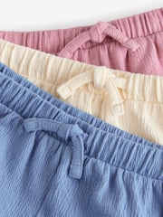 Blue/Cream/Pink Tie Front Runner Shorts 3 Pack (3mths-7yrs) - Image 7 of 7