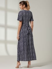 Jolie Moi Blue Front Wrap V-Neck Maxi Dress - Image 2 of 6
