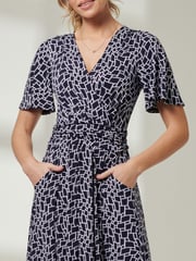 Jolie Moi Blue Front Wrap V-Neck Maxi Dress - Image 3 of 6