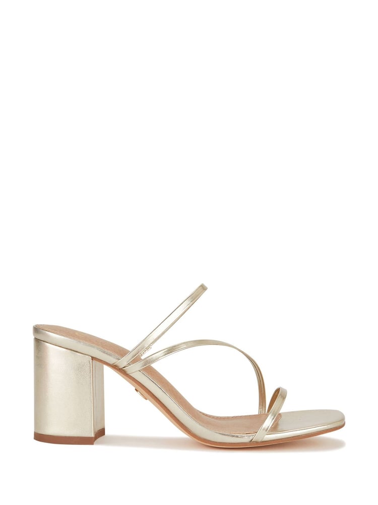 Novo Gold Wide Fit Nata Strappy Block Heel Mules - Image 2 of 3