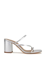 Novo Silver Regular Fit Nata Strappy Block Heel Mules - Image 2 of 3