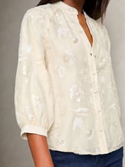 Lipsy Cream Embroidered V Neck Blouse - Image 2 of 4