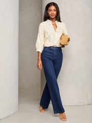Lipsy Cream Embroidered V Neck Blouse - Image 3 of 4