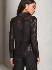 Lipsy Black Sequin Burnout Shirt - Image 4 of 4