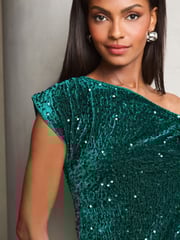 Lipsy Green Velvet Sequin Slash Neck T-Shirt - Image 3 of 4