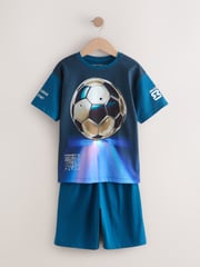 Blue Football 100% Cotton Short Pyjamas 2 Pack (3-14yrs) - Image 2 of 6