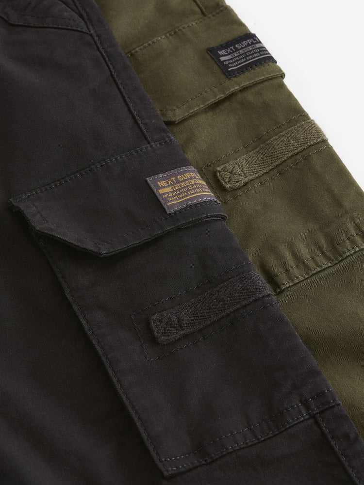 Black/Khaki Green Cargo Trousers 2 Pack (3-16yrs) - Image 6 of 6