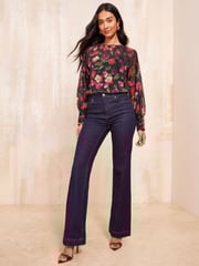 Friends Like These Red Long Sleeve Cuff Detail Chiffon Blouse - Image 2 of 4