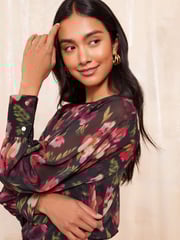 Friends Like These Red Long Sleeve Cuff Detail Chiffon Blouse - Image 3 of 4