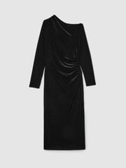 Reiss Black Brooke Off-the-Shoulder Velvet Dress - Image 2 of 5