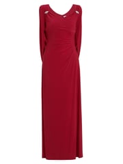 Gina Bacconi Red Jenna Draped Back Shoulder Maxi Dress - Image 5 of 5