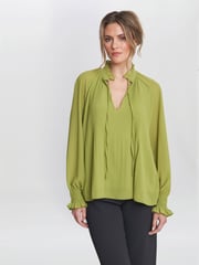 Gina Bacconi Delphine Pleat Frill Neck Blouse - Image 1 of 5