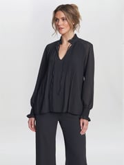Gina Bacconi Delphine Pleat Frill Neck Blouse - Image 1 of 4