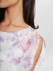 Gina Bacconi Purple Phoebe Midi Printed Tiered Dress With Shoulder Embellishment - Image 4 of 5