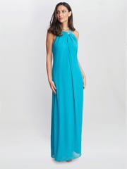 Gina Bacconi Blue Pamela Halter Neck Maxi Dress With Beaded Neckline - Image 5 of 6