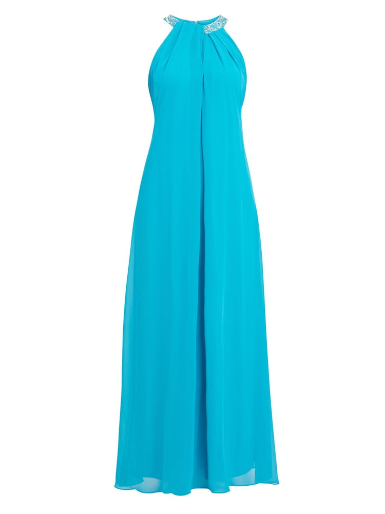 Gina Bacconi Blue Pamela Halter Neck Maxi Dress With Beaded Neckline - Image 6 of 6