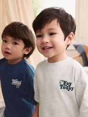 Blue/White Short Sleeve Long Pyjamas 2 Pack (9mths-12yrs) - Image 2 of 9