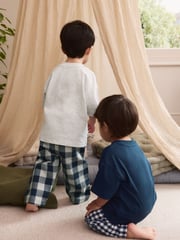 Blue/White Short Sleeve Long Pyjamas 2 Pack (9mths-12yrs) - Image 3 of 9