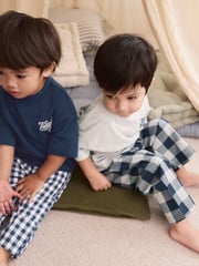 Blue/White Short Sleeve Long Pyjamas 2 Pack (9mths-12yrs) - Image 4 of 9