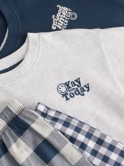 Blue/White Short Sleeve Long Pyjamas 2 Pack (9mths-12yrs) - Image 8 of 9