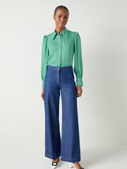 LK Bennett Light Green Sonya Satin Crepe Blouse - Image 1 of 5