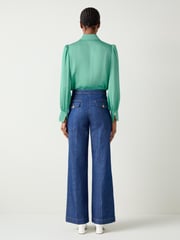 LK Bennett Light Green Sonya Satin Crepe Blouse - Image 2 of 5