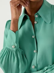 LK Bennett Light Green Sonya Satin Crepe Blouse - Image 4 of 5