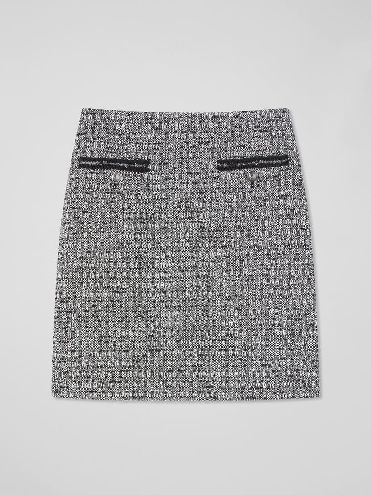 LK Bennett Black/Ivory Charlie Tweed and Trim Skirt - Image 4 of 4
