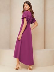 Lipsy Pink Petite Flutter Sleeve Underbust Midi Dress - Image 2 of 8