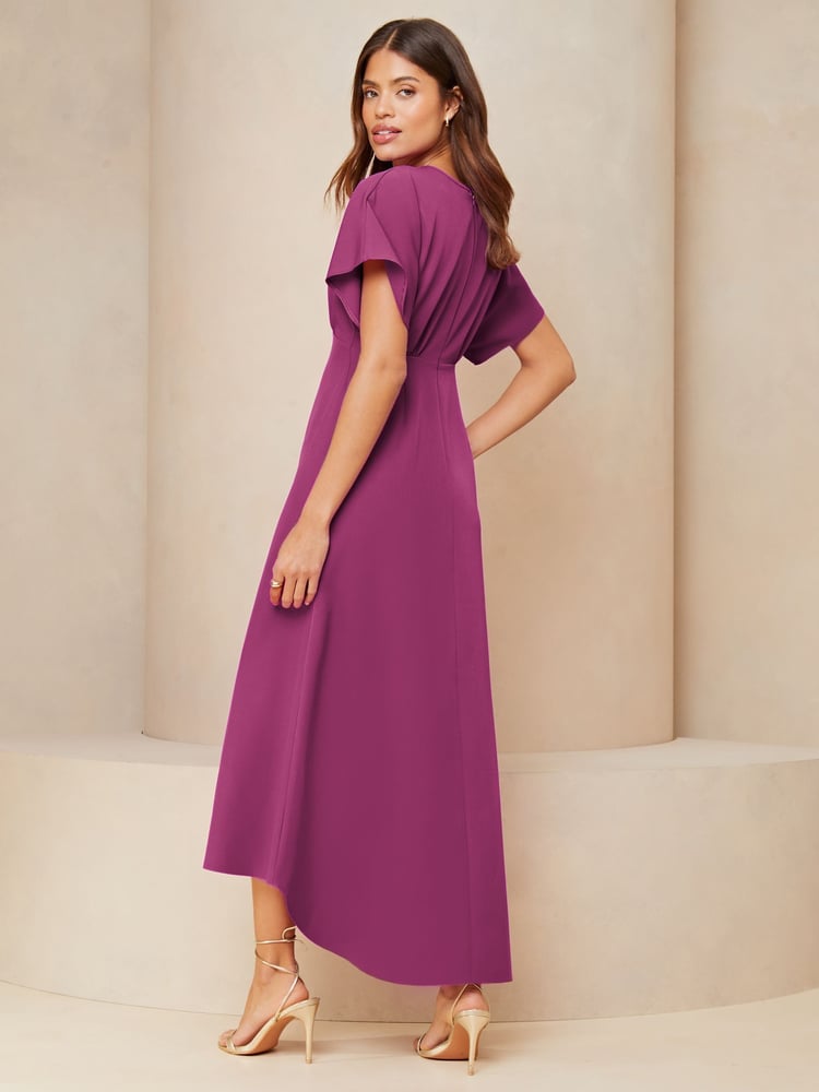 Lipsy Pink Petite Flutter Sleeve Underbust Midi Dress - Image 2 of 8 Lipsy Pink Petite Flutter Sleeve Underbust Midi Dress - Image 2 of 8