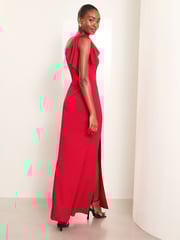 Lipsy Red One Shoulder Bow Detail Maxi Dress - Image 4 of 4