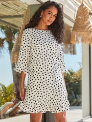 Sosandar White Ruffle Hem Shift Dress - Image 2 of 5