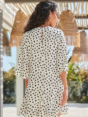 Sosandar White Ruffle Hem Shift Dress - Image 3 of 5