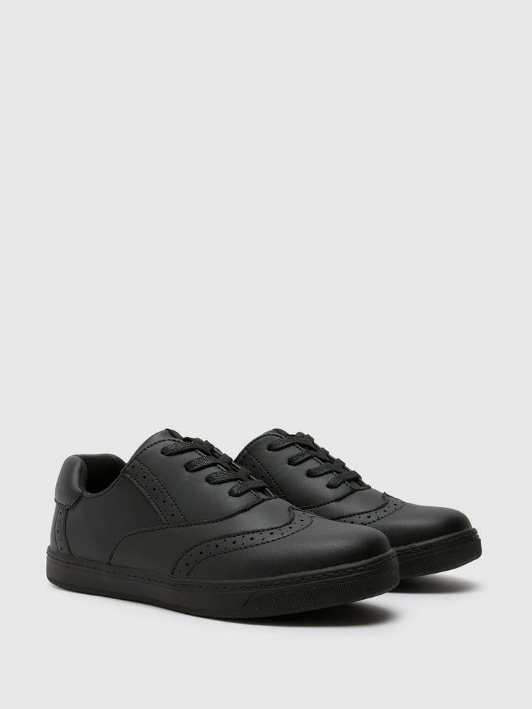 Schuh Youth Latch Brogue Black Shoes - Image 2 of 4