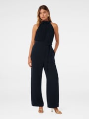 Forever New Blue Carter Pleated Rosette Jumpsuit - Image 1 of 4