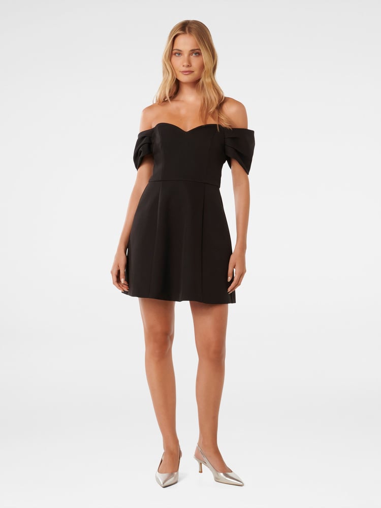 Forever New Black Sylvia Off Shoulder Mini Dress - Image 5 of 5
