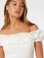Forever New White Stephanie Ruffle Crepe Bustier Top - Image 2 of 5