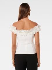 Forever New White Stephanie Ruffle Crepe Bustier Top - Image 4 of 5