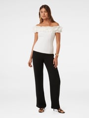 Forever New White Stephanie Ruffle Crepe Bustier Top - Image 5 of 5