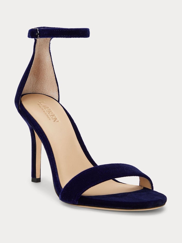 Lauren Ralph Lauren Blue Allie Velvet Strap Heels - Image 2 of 4