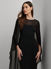 Lauren Ralph Lauren Silky Cape Georgette Black Gown - Image 2 of 7