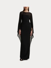 Lauren Ralph Lauren Silky Cape Georgette Black Gown - Image 7 of 7