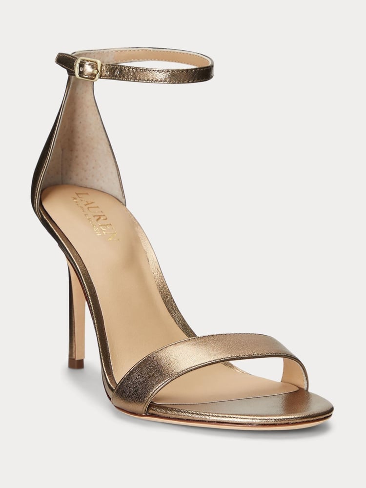 Lauren Ralph Lauren Gold Allie Metallic Nappa Leather Sandals - Image 2 of 4