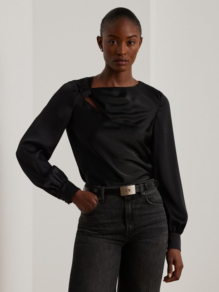 Lauren Ralph Lauren Silk Volume Sleeve Blouse - Image 1 of 8