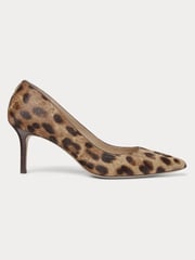 Lauren Ralph Lauren Leopard Print Lanette Textured Leather Heel Court Shoes - Image 2 of 4