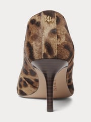 Lauren Ralph Lauren Leopard Print Lanette Textured Leather Heel Court Shoes - Image 3 of 4