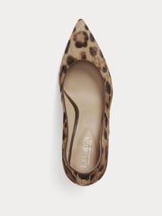 Lauren Ralph Lauren Leopard Print Lanette Textured Leather Heel Court Shoes - Image 4 of 4
